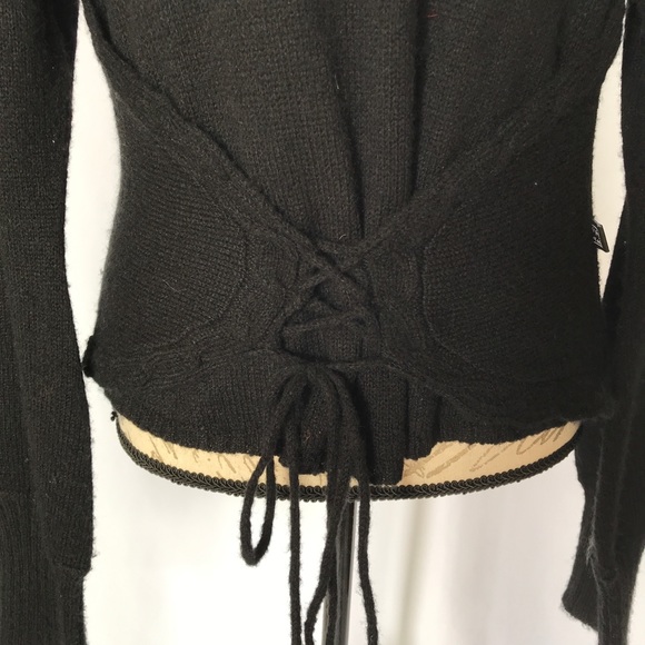 ART- black sweater with front or back waist ties - Picture 2 of 12